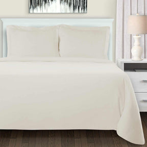 Superior Cotton Flannel Solid or Trellis Heavyweight and Breathable Duvet Cover Set with Button Closure - Ivory