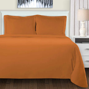 Superior Cotton Flannel Solid or Trellis Heavyweight and Breathable Duvet Cover Set with Button Closure - Pumpkin