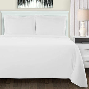 Superior Cotton Flannel Solid or Trellis Heavyweight and Breathable Duvet Cover Set with Button Closure - White
