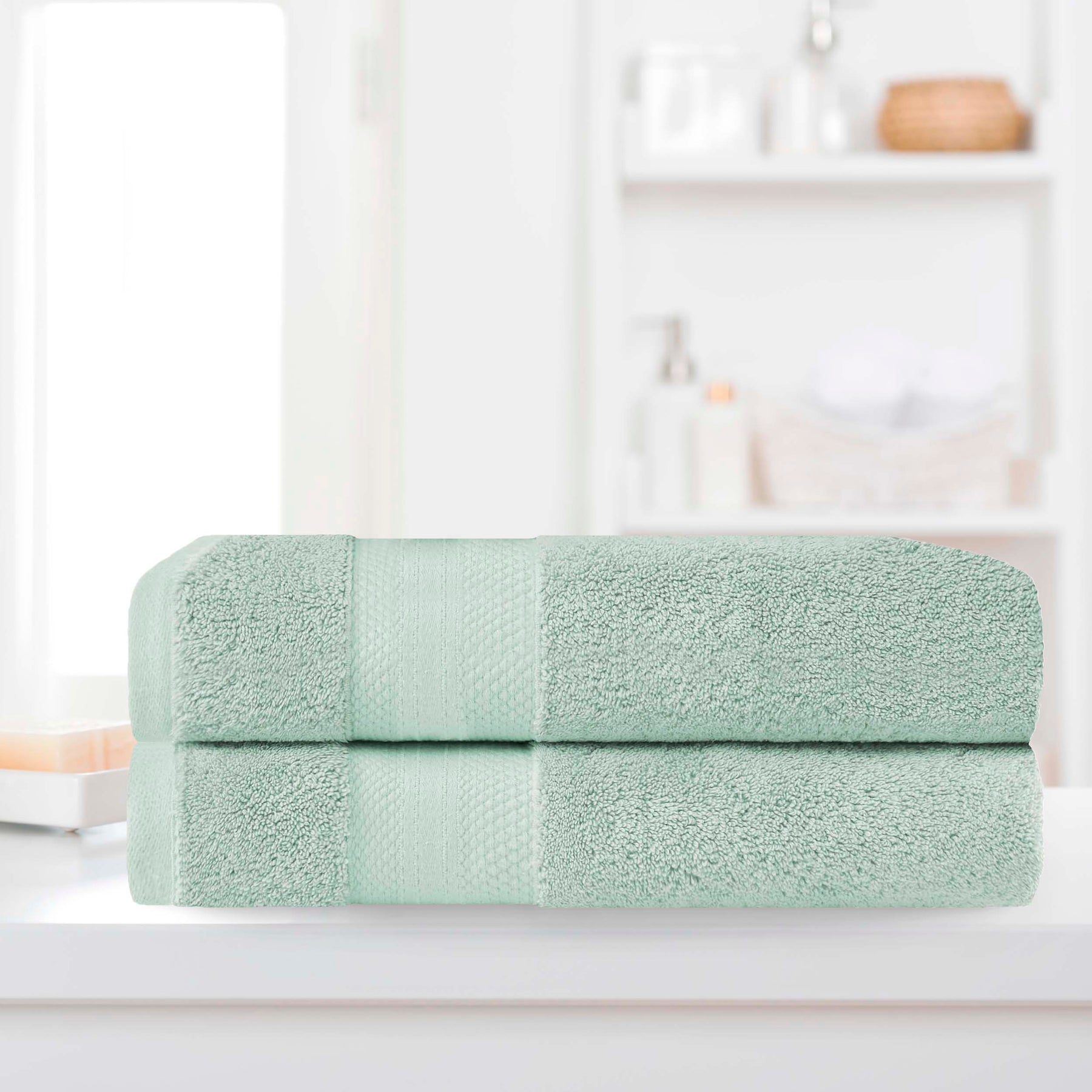 Superior Premium Turkish-Cotton Assorted Towel Set - Dusty Aqua