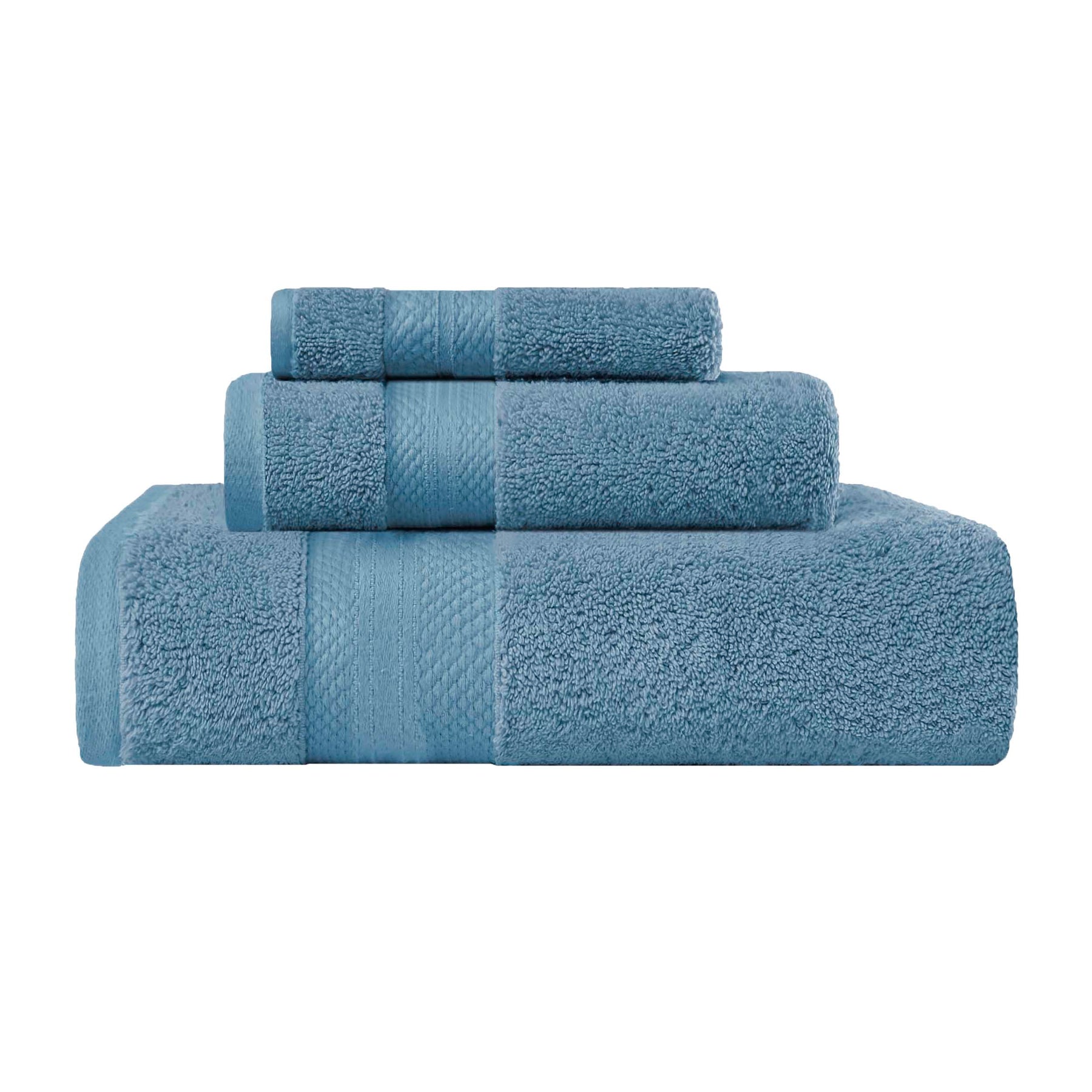 Superior Premium Turkish-Cotton Assorted Towel Set -  Denim Blue