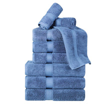 Superior Egyptian Cotton Plush Heavyweight Absorbent Luxury Soft 9-Piece Towel Set - Denim Blue