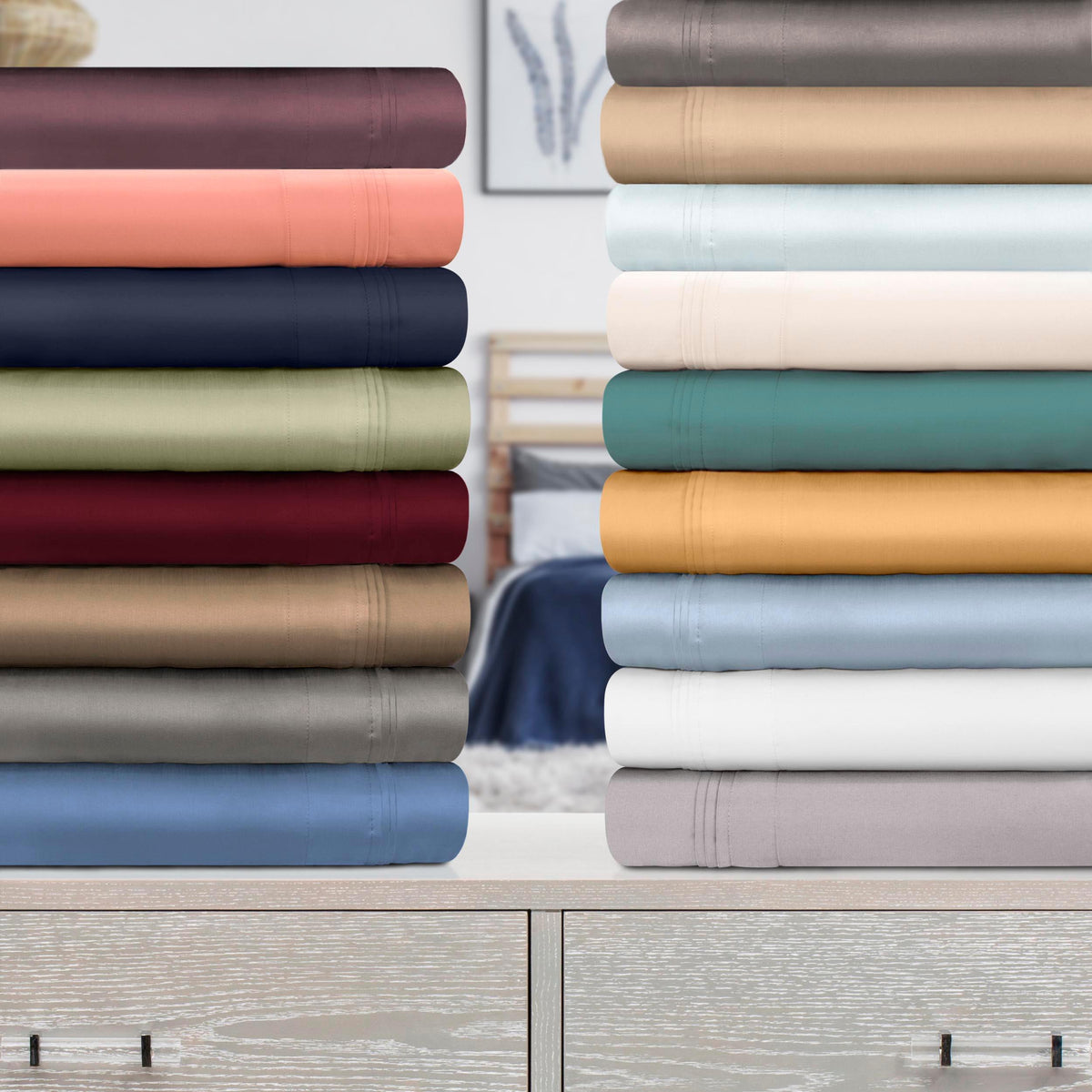 1000 Thread Count Egyptian Cotton Solid Pillowcase Set