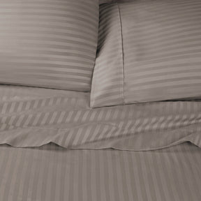 Premium 600 Thread Count Egyptian Cotton Striped Pillowcase Set -  Grey