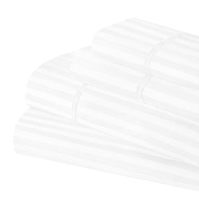Superior Premium 600 Thread Count Egyptian Cotton Striped Deep Pocket Sheet Set - White