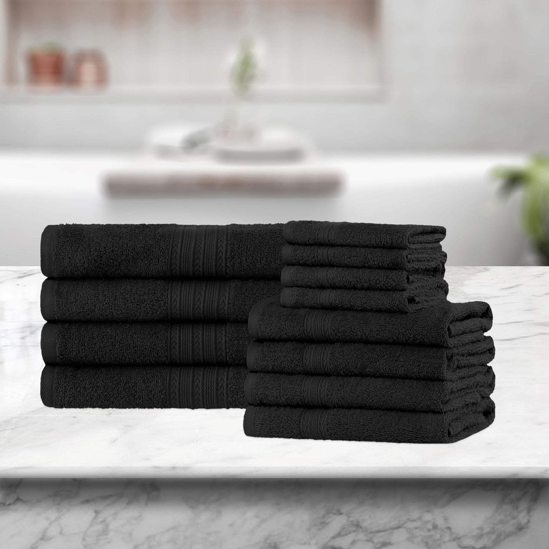 Eco-Friendly Ring Spun Cotton Towel Set - Black