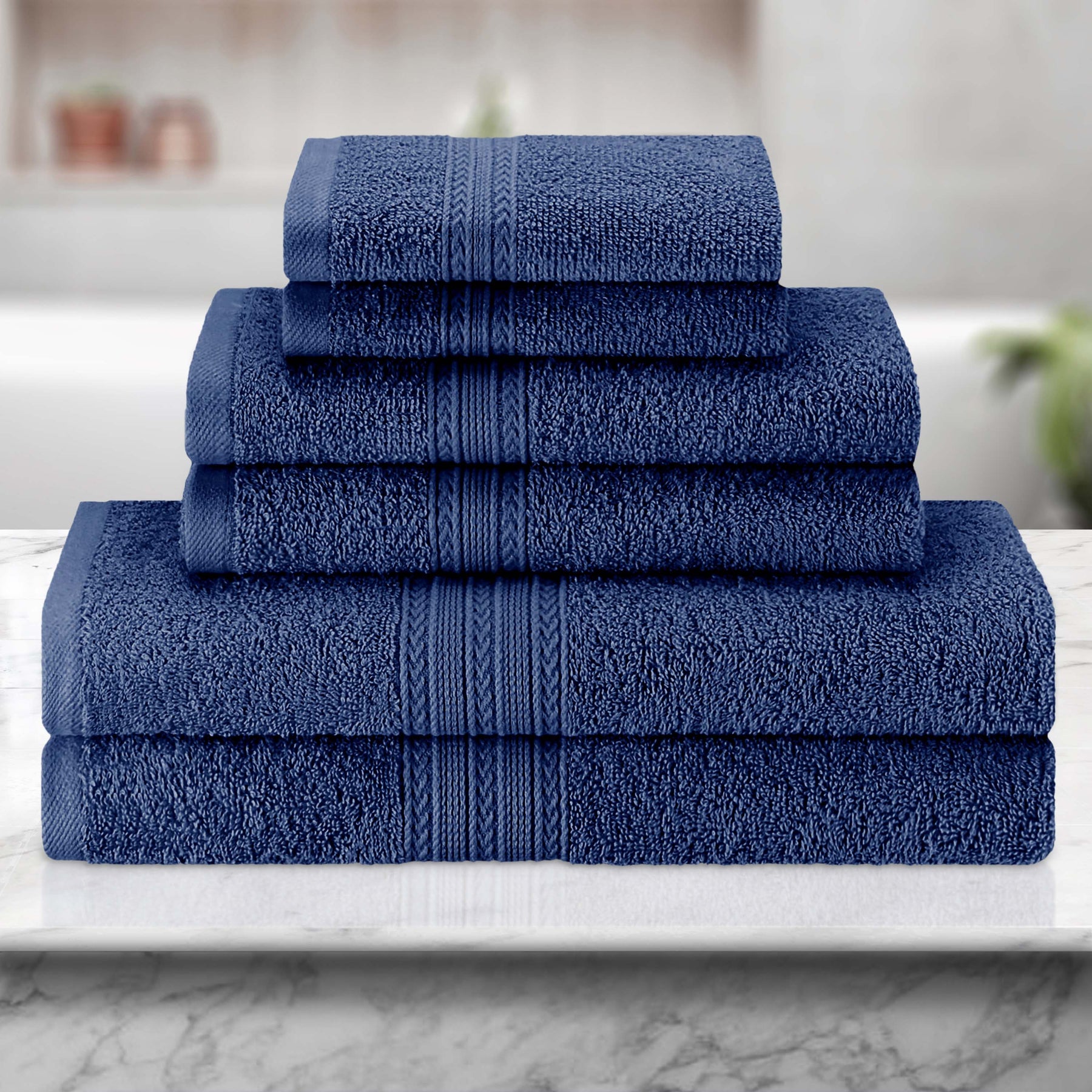 Eco-Friendly Ring Spun Cotton Towel Set - Navy Blue