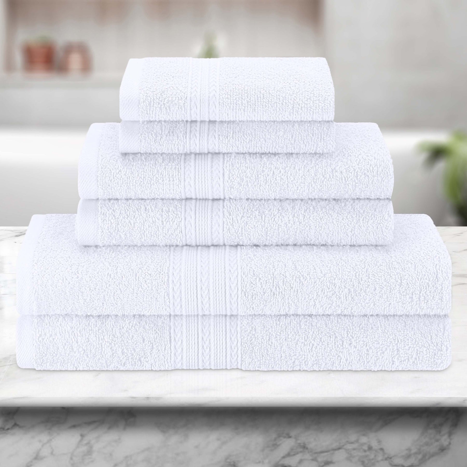 Eco-Friendly Ring Spun Cotton Towel Set - White