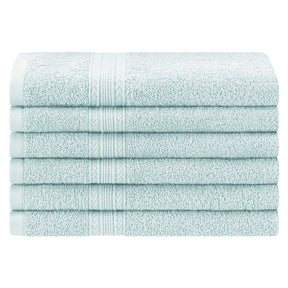 Superior Eco-Friendly Ring Spun Cotton 6-Piece Hand Towel Set - Aqua Marine 