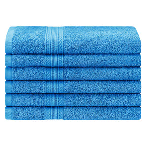 Superior Eco-Friendly Ring Spun Cotton 6-Piece Hand Towel Set -  Aster Blue 