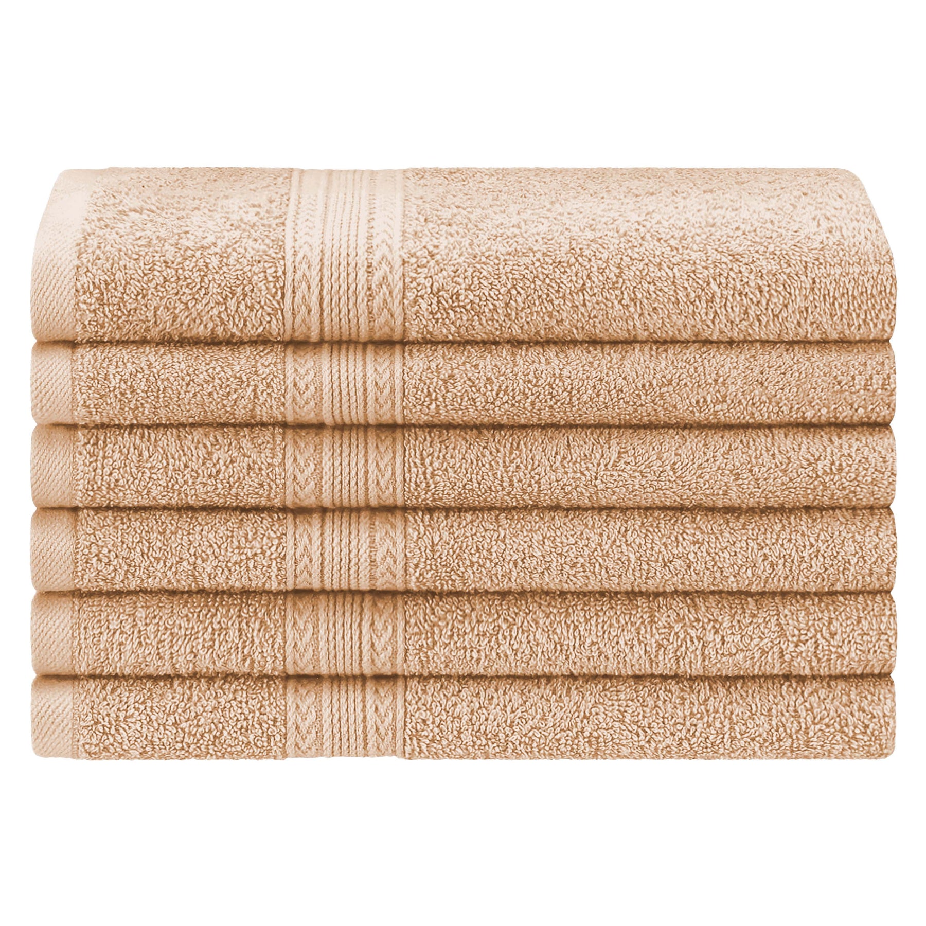 Superior Eco-Friendly Ring Spun Cotton 6-Piece Hand Towel Set - Camel