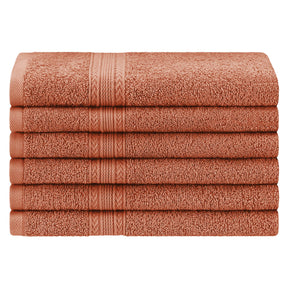 Superior Eco-Friendly Ring Spun Cotton 6-Piece Hand Towel Set - Copper