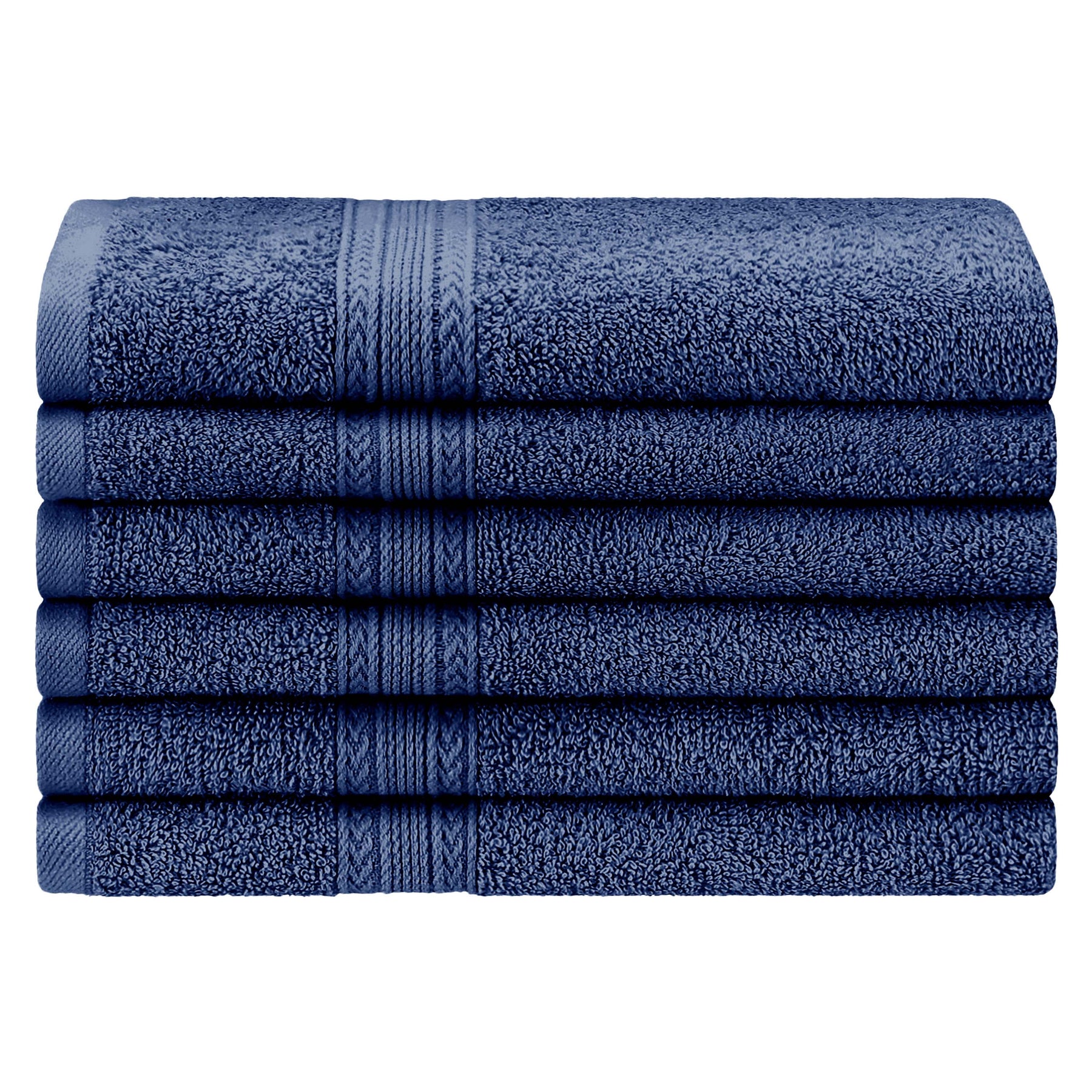 Superior Eco-Friendly Ring Spun Cotton 6-Piece Hand Towel Set - Navy Blue