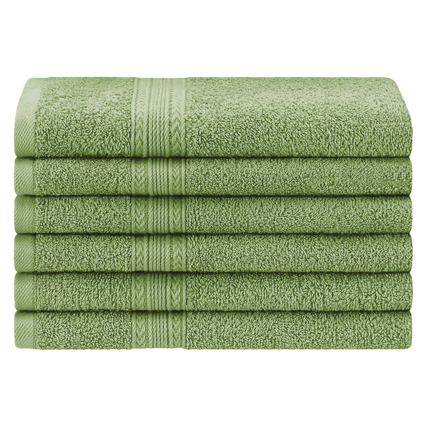 Superior Eco-Friendly Ring Spun Cotton 6-Piece Hand Towel Set - Terrace Green
