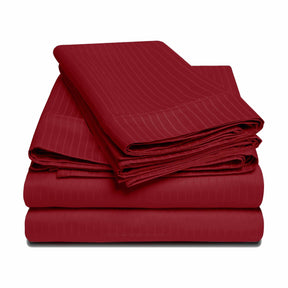  Superior Egyptian Cotton 1000-Thread Count Stripe Deep Pocket Sheet Set - Burgundy