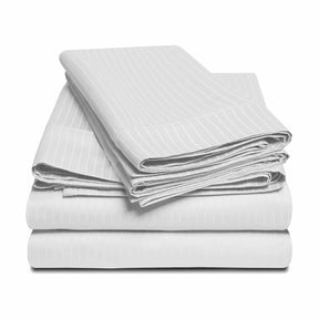  Superior Egyptian Cotton 1000-Thread Count Stripe Deep Pocket Sheet Set - White
