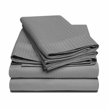  Superior Egyptian Cotton 1000-Thread Count Stripe Deep Pocket Sheet Set - Grey