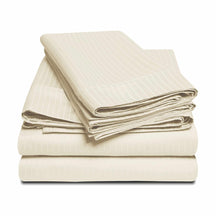  Superior Egyptian Cotton 1000-Thread Count Stripe Deep Pocket Sheet Set - Ivory