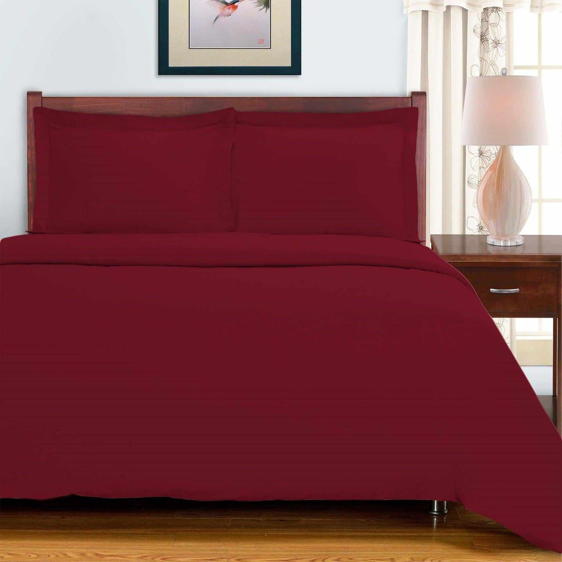  Superior Egyptian Cotton 700 Thread Count Breathable 3-Piece Duvet Cover Bedding Set - Burgundy