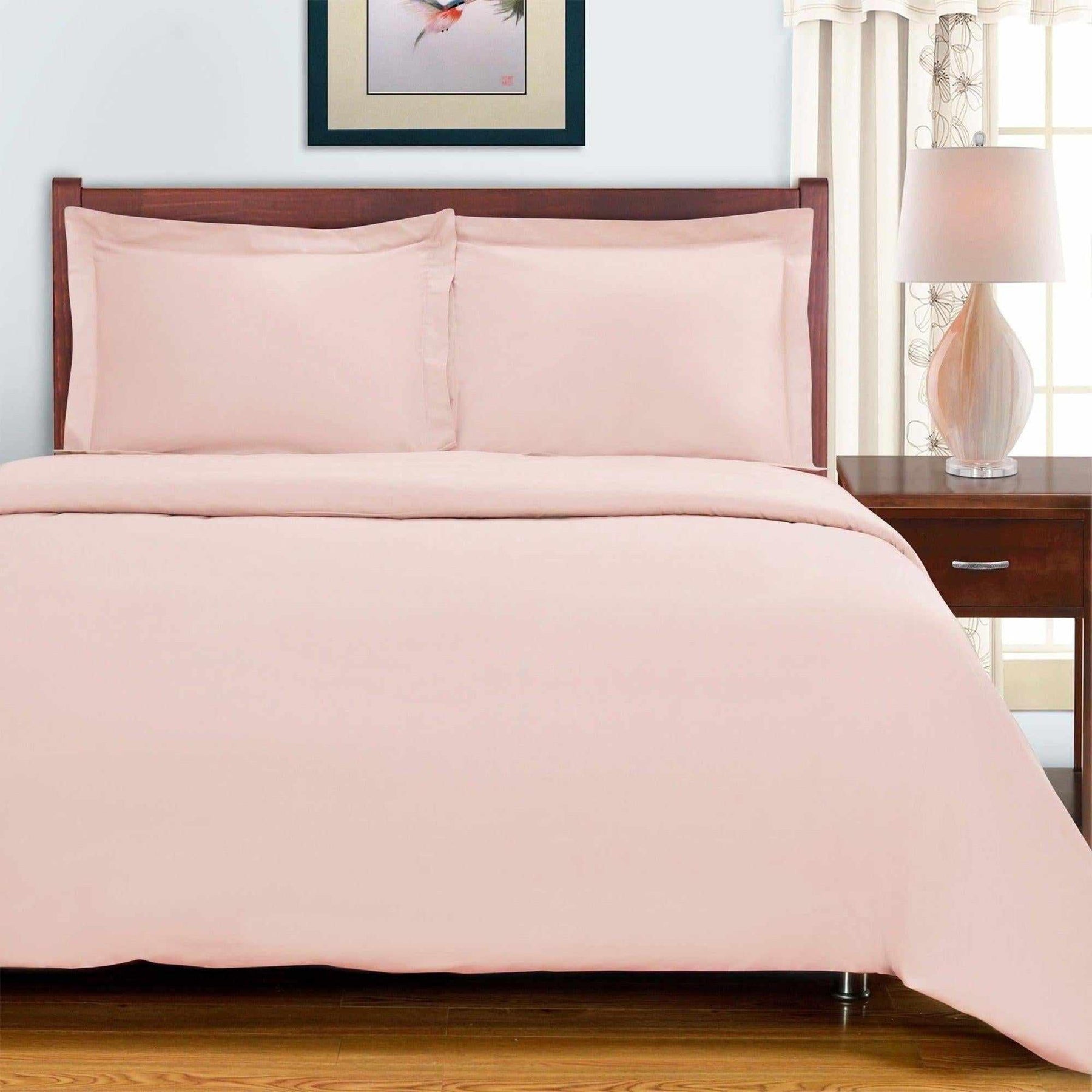  Superior Egyptian Cotton 700 Thread Count Breathable 3-Piece Duvet Cover Bedding Set - Pink