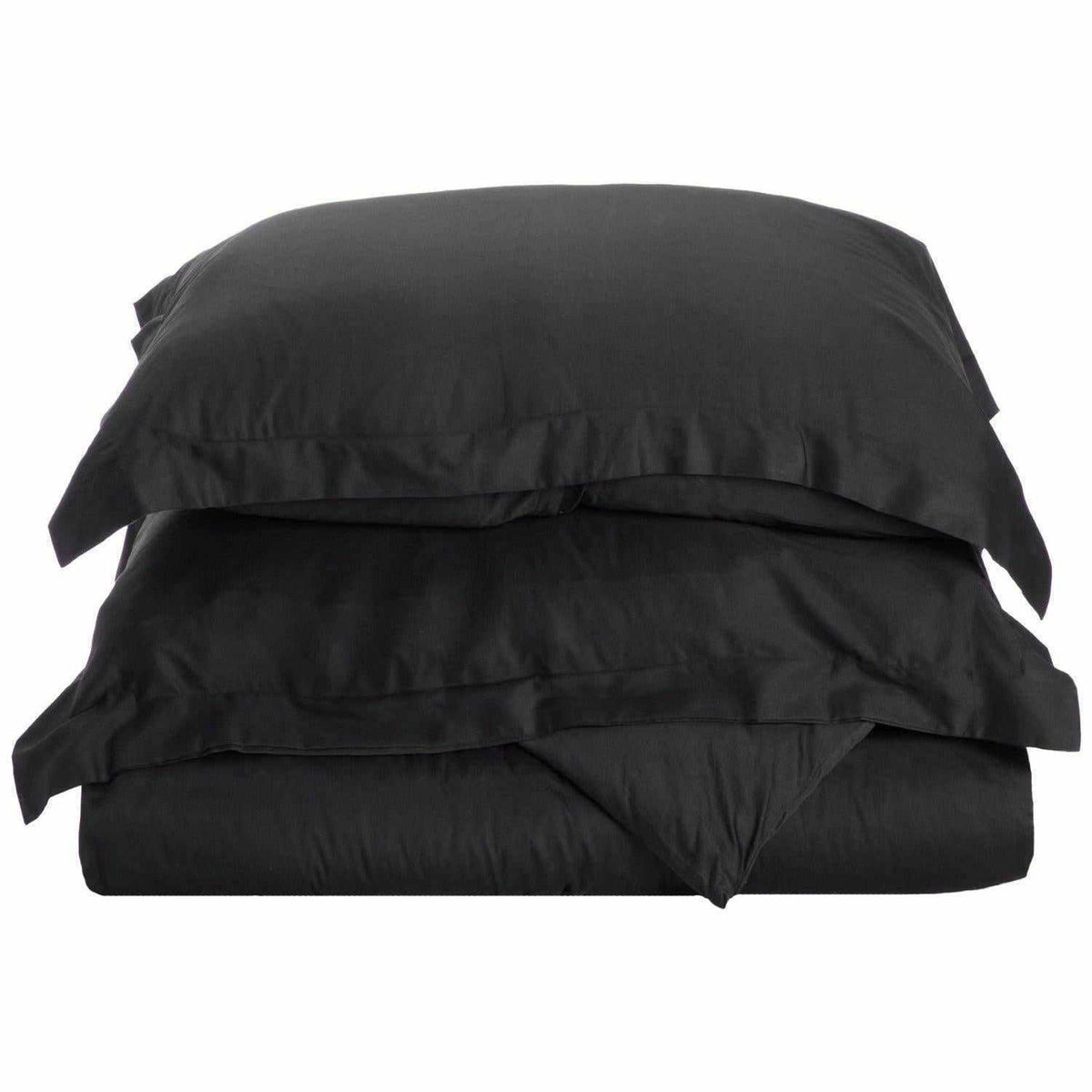  Superior Egyptian Cotton 700 Thread Count Breathable 3-Piece Duvet Cover Bedding Set - Black