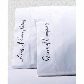 Embroidered Quotes Cotton 2-Piece Pillowcase Set - White QKEVER