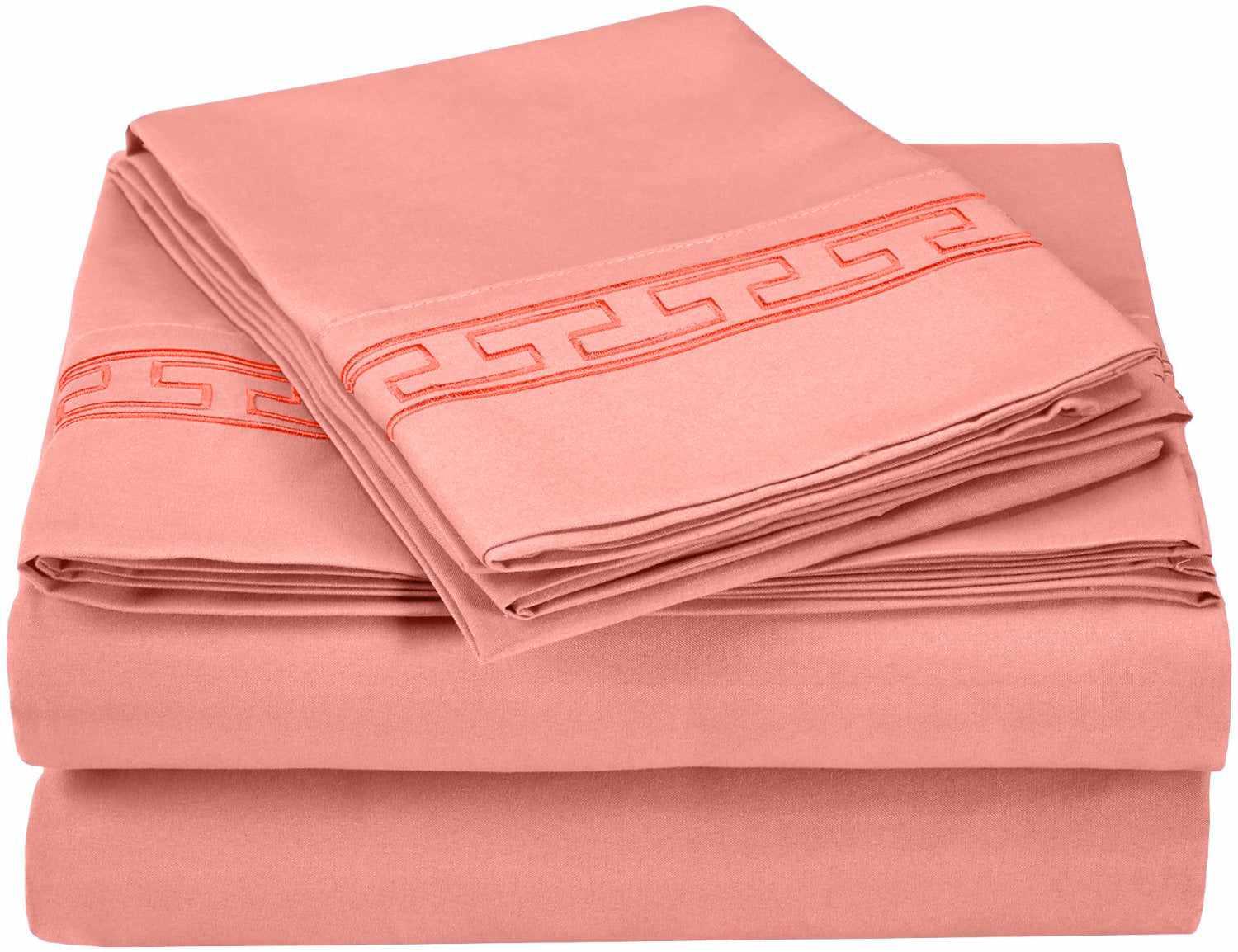  Superior Executive 3000 Series Solid Regal Embroidery Durable Soft Wrinkle Free Sheet Set -  Coral