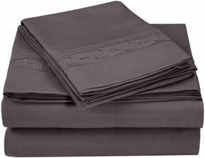  Superior Executive 3000 Series Solid Regal Embroidery Durable Soft Wrinkle Free Sheet Set -  Charcoal