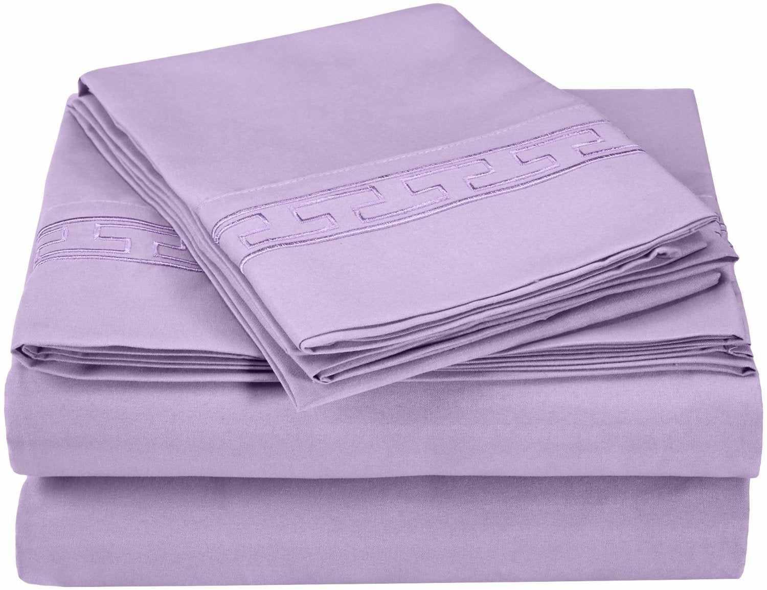  Superior Executive 3000 Series Solid Regal Embroidery Durable Soft Wrinkle Free Sheet Set - Lilac