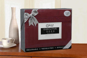  Superior Executive 3000 Series Solid Regal Embroidery Durable Soft Wrinkle Free Sheet Set -  Burgundy