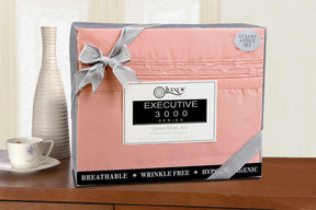  Superior Executive 3000 Series Solid Regal Embroidery Durable Soft Wrinkle Free Sheet Set - Coral