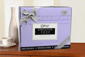  Superior Executive 3000 Series Solid Regal Embroidery Durable Soft Wrinkle Free Sheet Set - Lilac