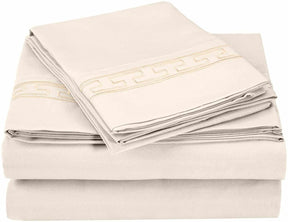 Superior Executive 3000 Series Solid Regal Embroidery Durable Soft Wrinkle Free Sheet Set - Ivory