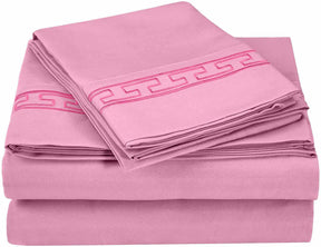 Superior Executive 3000 Series Solid Regal Embroidery Durable Soft Wrinkle Free Sheet Set - Pink