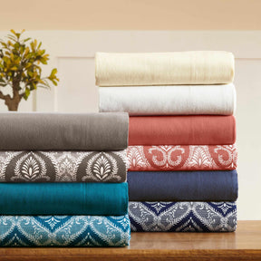  Fleur-de-Lis Cotton Flannel 2-Piece Pillowcase Set - Ivory