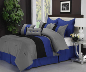 Superior Florence 8-Piece Comforter Set With Shams, Bed Skirt and Pillow - Blue