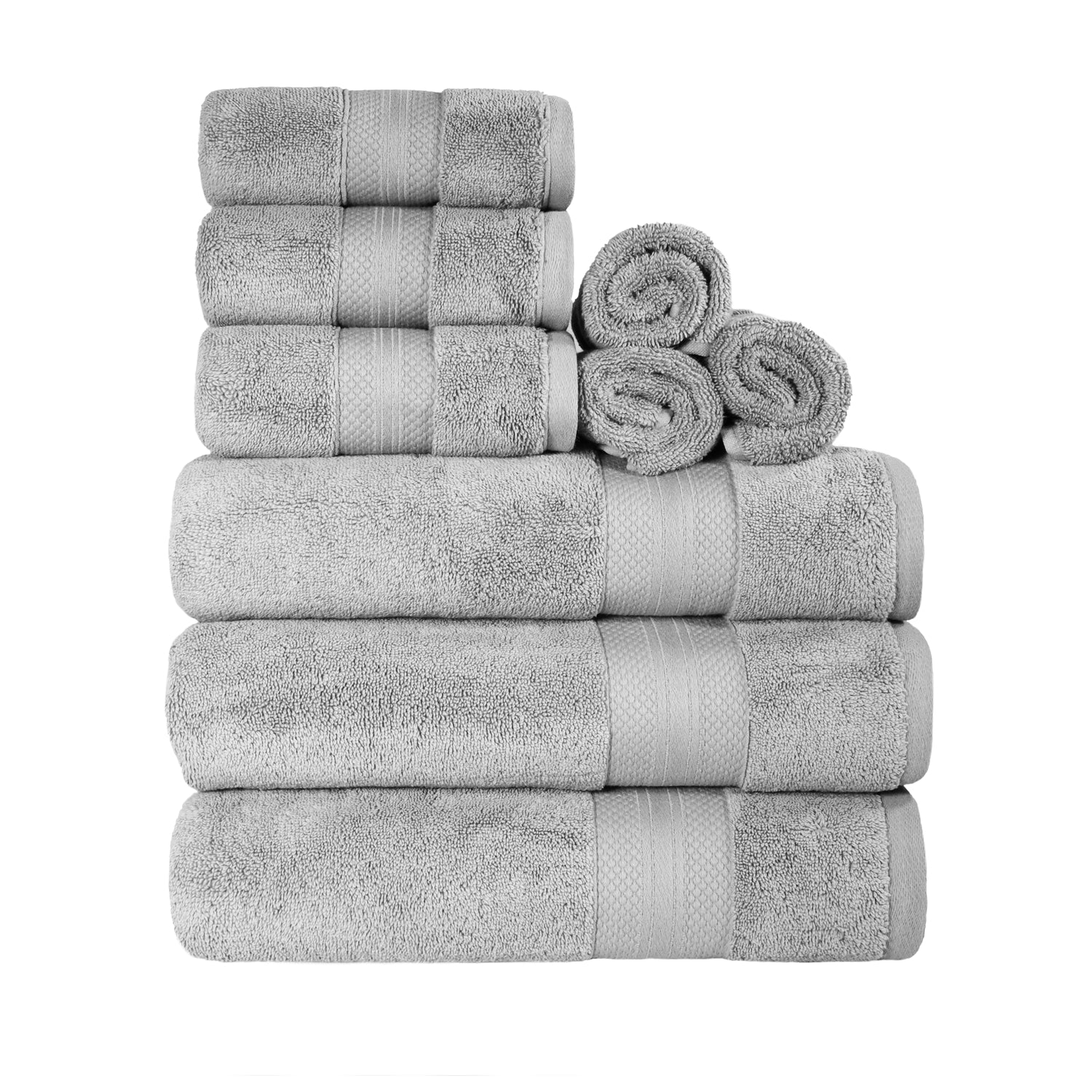 Superior Premium Turkish-Cotton Assorted Towel Set - Grey