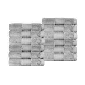 Superior Premium Turkish-Cotton Assorted Towel Set - Grey