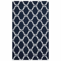  Superior Handcrafted Moroccan Trellis Contemporary Area Rug - Navy Blue/White