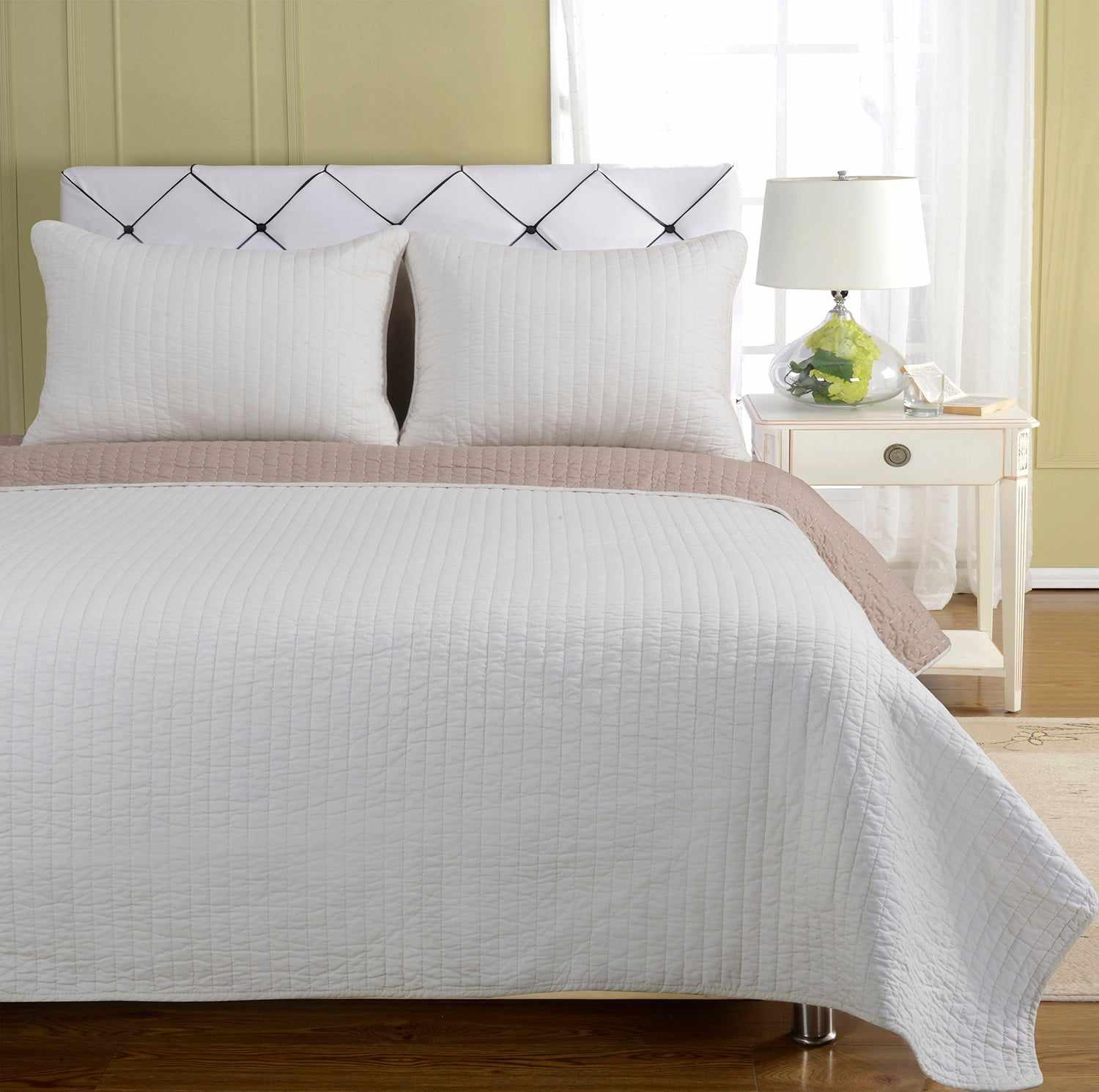 Harley Combed Cotton Quilt Set - Ivory