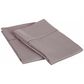 Hem Stitched Cotton Blend 2-Piece Pillowcase Set - Grey