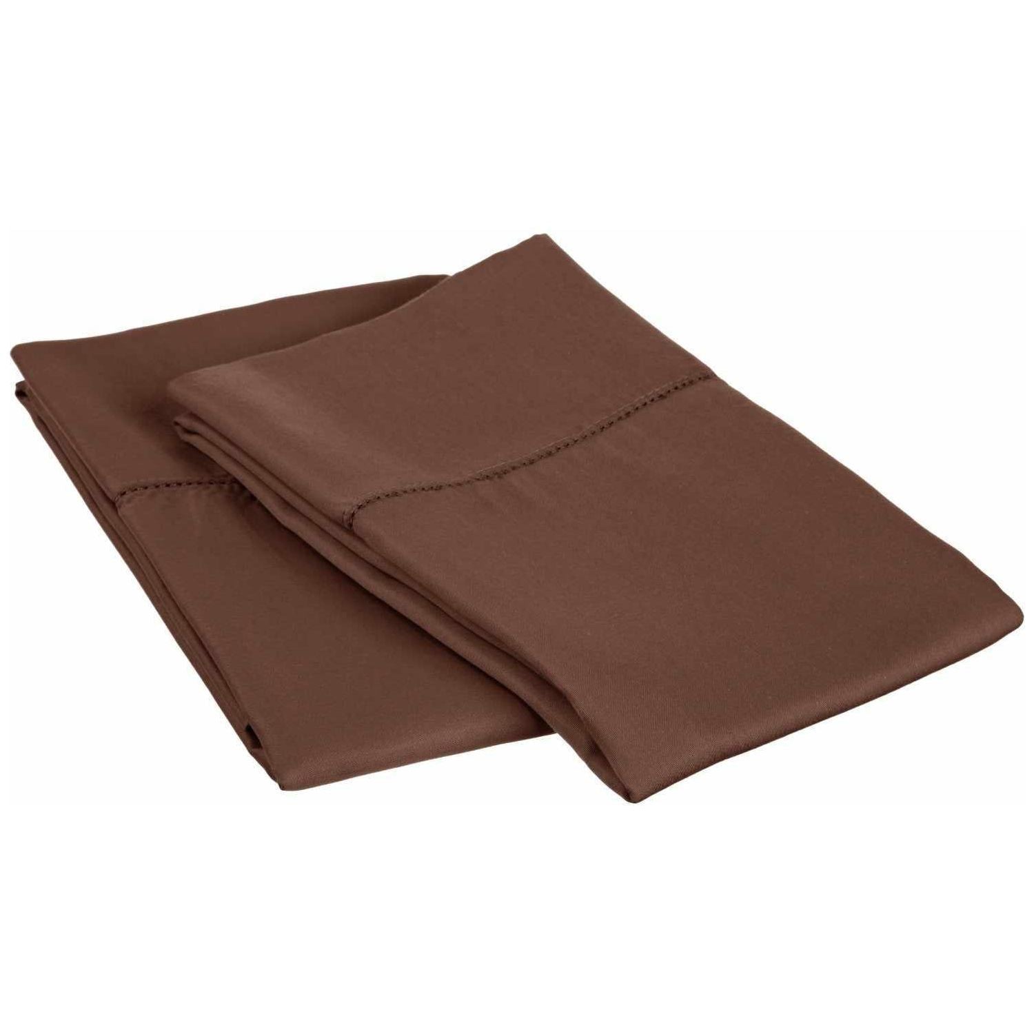Hem Stitched Cotton Blend 2-Piece Pillowcase Set - Chocolate