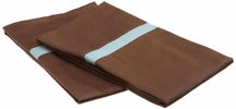Hotel Collection Applique Border 2-Piece Cotton Pillowcase Set - Mocha/Sky Blue