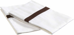 Hotel Collection Applique Border 2-Piece Cotton Pillowcase Set - White/Choco