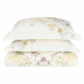  Superior Hyacinth Embroidered Floral Cotton Duvet Cover Set - White