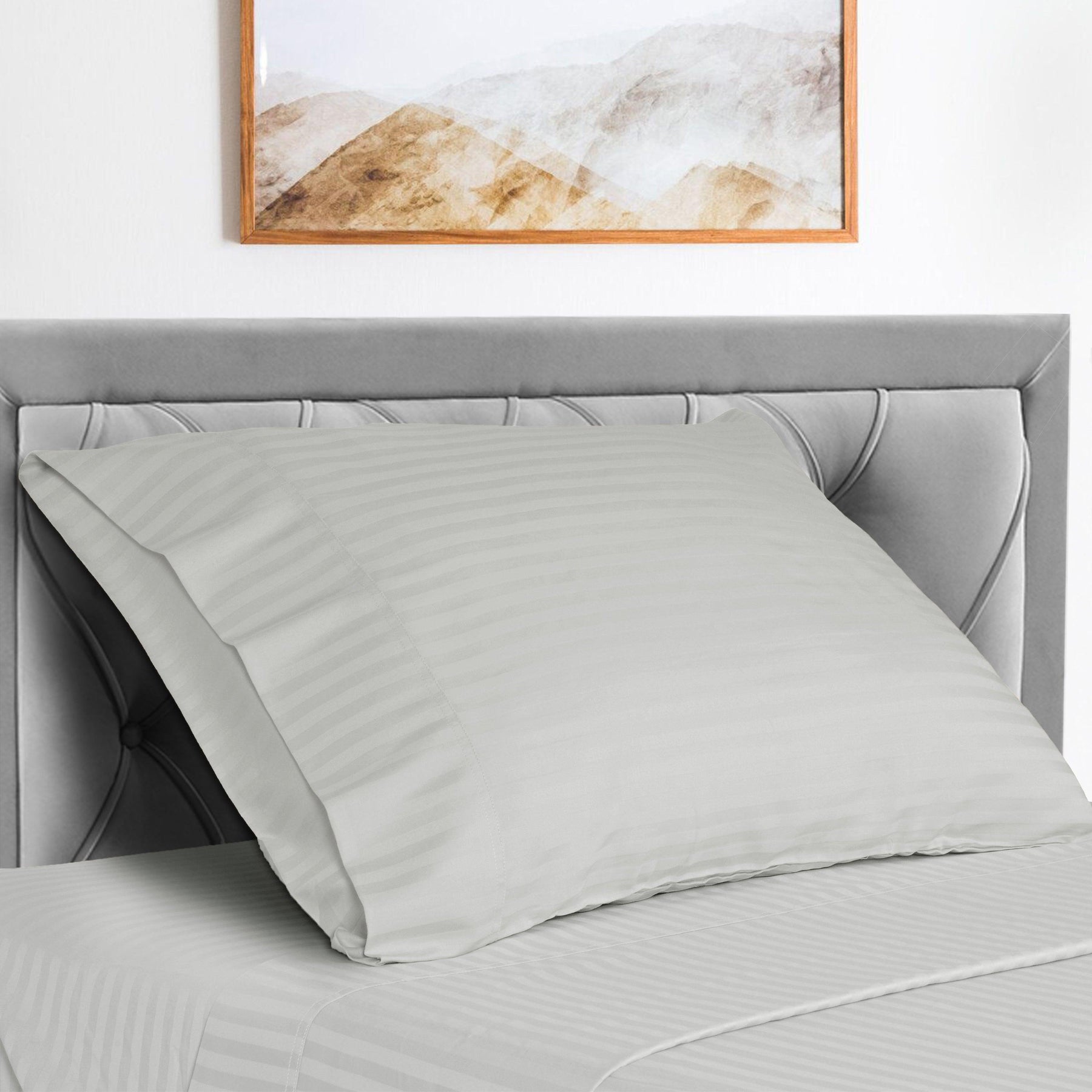  Superior Microfiber Wrinkle Resistant and Breathable Stripe Deep Pocket Bed Sheet Set - Chrome