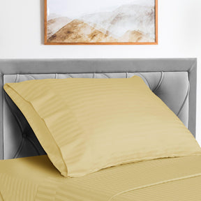  Superior Microfiber Wrinkle Resistant and Breathable Stripe Deep Pocket Bed Sheet Set - Gold