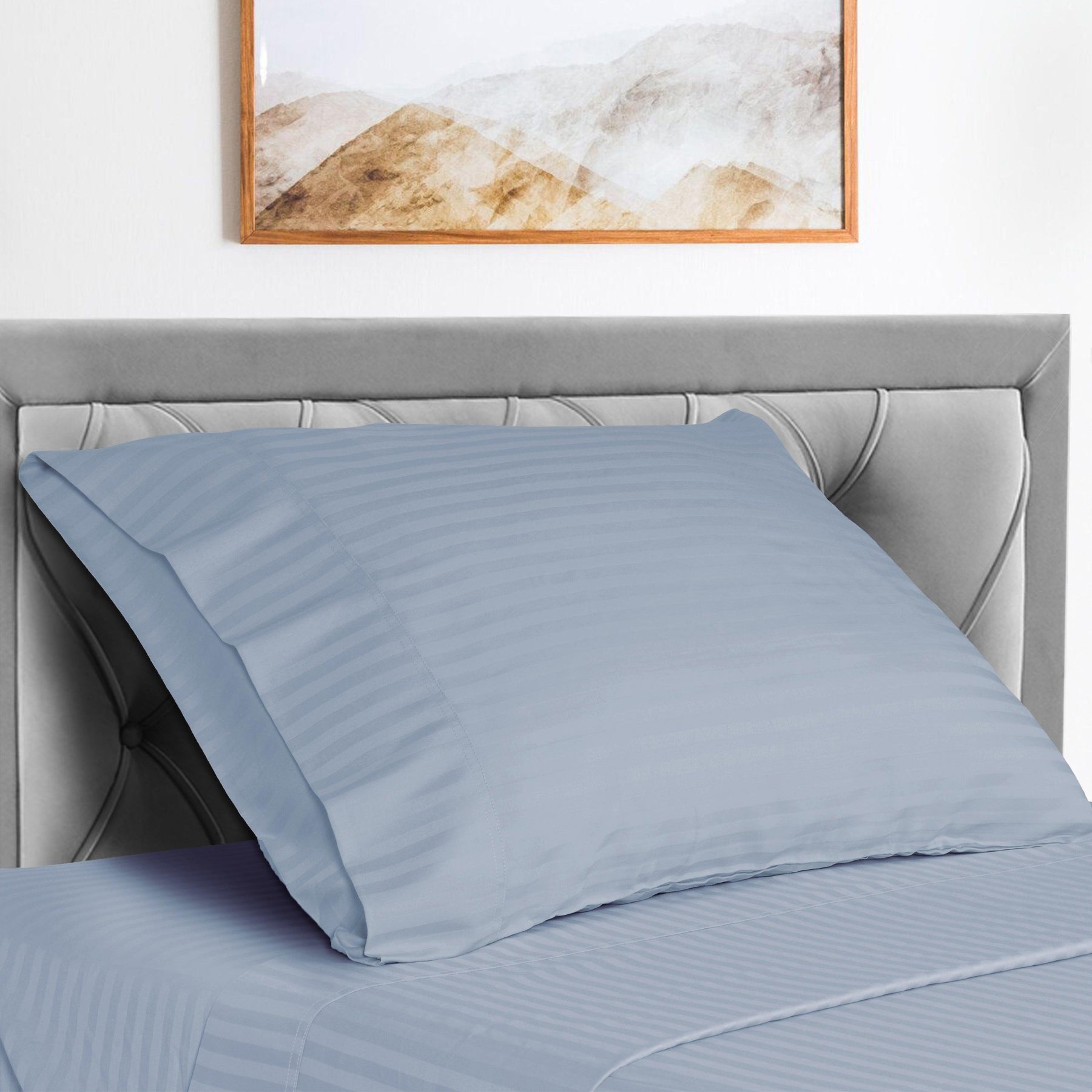  Superior Microfiber Wrinkle Resistant and Breathable Stripe Deep Pocket Bed Sheet Set - Light Blue
