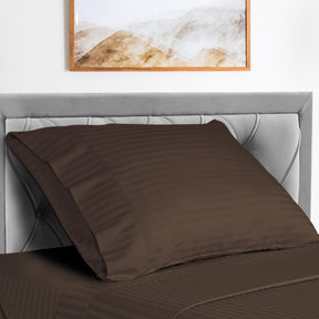  Superior Microfiber Wrinkle Resistant and Breathable Stripe Deep Pocket Bed Sheet Set - Mocha