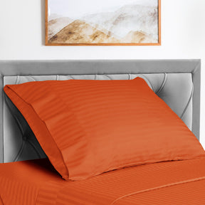  Superior Microfiber Wrinkle Resistant and Breathable Stripe Deep Pocket Bed Sheet Set - Orange